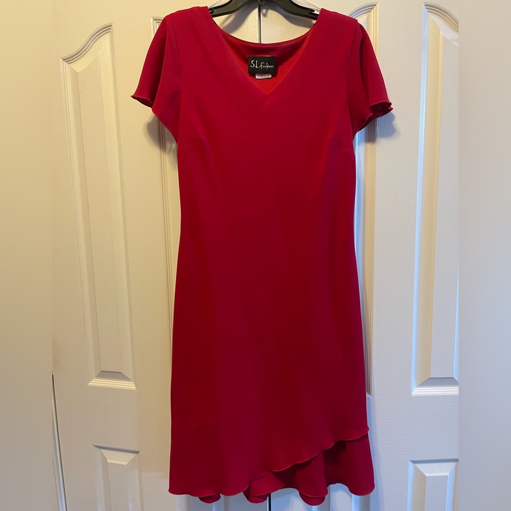 Women’s S.L. Fashion Dress, Size 14 Petite, Red